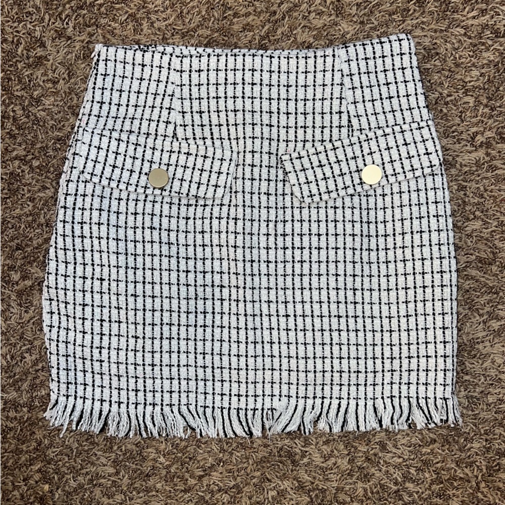 Black and white tweed Shein skirt, size small